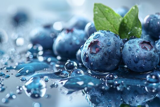 Fresh Blueberries with Dew Drops