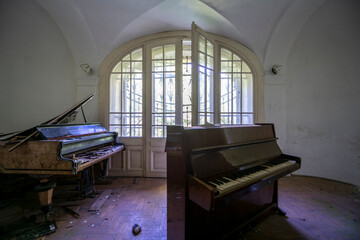 Wall Mural - Old historic haunted orphanage in an abandoned palace in Hungary