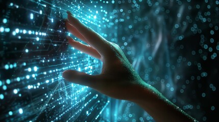 Woman hand touching The metaverse universe,Digital transformation conceptual for next generation technology era. 