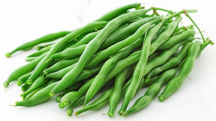 Wall Mural - Green Beans on White Background