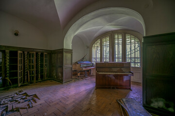 Wall Mural - Old historic haunted orphanage in an abandoned palace in Hungary