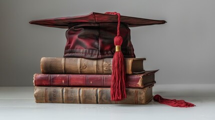 Wall Mural - Graduation Cap Atop a Stack of Antique Books