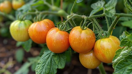 Wall Mural - Fresh Ripe Tomatoes on the Vine