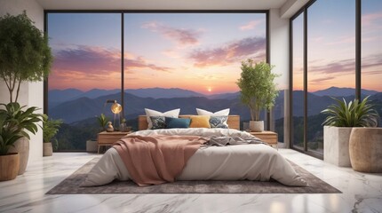 Wall Mural - Beautiful and expensive bedroom in a minimalist style