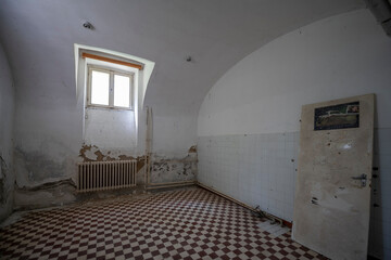 Wall Mural - Old historic haunted orphanage in an abandoned palace in Hungary