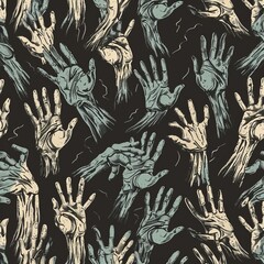 Halloween Horror Themes, Posters, and Digital Art Projects - Dark Abyss Spectral Hands Pattern