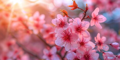 Wall Mural - Pink Blossom Bouquet in the Warm Light