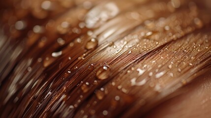 Canvas Print - Water Droplets on Brown Feather