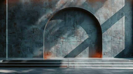 Wall Mural - Rustic Concrete Archway with Steps and Shadows