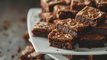 Wall Mural - A plate of decadent fast food brownies with a rich, fudgy texture