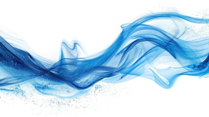 Wall Mural - Isolated white background with blue wave