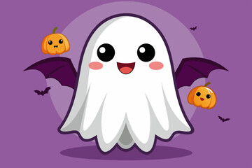 Wall Mural - ghost face costume for Halloween night vector illustration