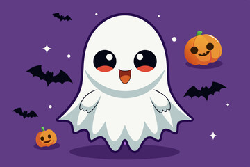 Wall Mural - ghost face costume for Halloween night vector illustration