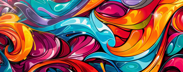 Wall Mural - Design art background with a bold, vibrant graffiti style, bright colors and dynamic shapes adding energy