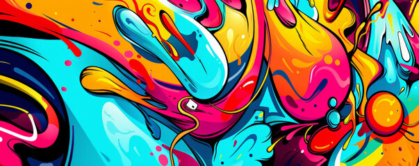 Wall Mural - Design art background with a bold, vibrant graffiti style, bright colors and dynamic shapes adding energy