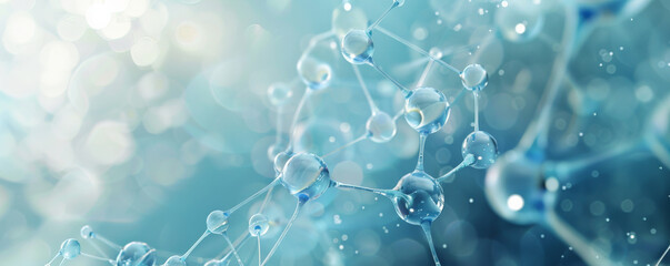 medical background with a cool, icy blue theme, featuring stylized molecular structures and a faint 