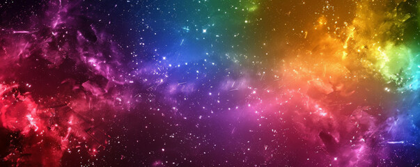 pride lgbt background with a rainbow-colored galaxy, stars and nebulae creating a cosmic and awe-ins