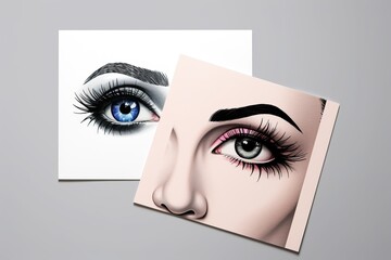 set of illustration with beautiful female eyes with different make-up