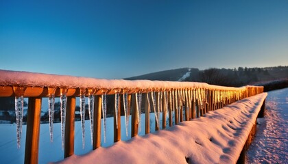 Wall Mural - icicles on a fence