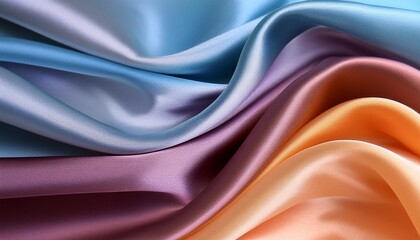 Wall Mural - abstract background of an abstract horizontal wave in color abstract background of multicolored silk drapery closeup