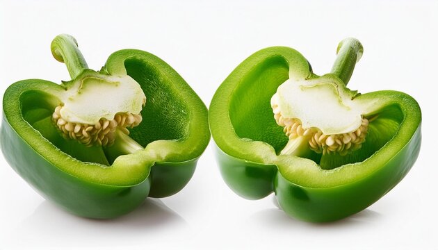 one green bell pepper on white background