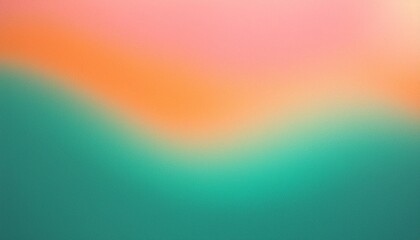 Wall Mural - summer poster design orange teal green pink abstract grainy gradient background noise texture effect