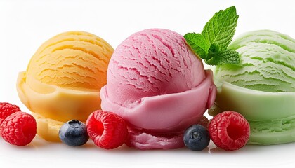 Wall Mural - ice cream fruit sorbet a refreshing blend of flavors epitomizing coolness and deliciousness png isolates on white