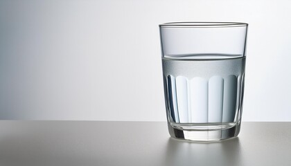 Wall Mural - half glass of water glass tumbler filled with water on a white background with a minimalist concept and plenty of copy space