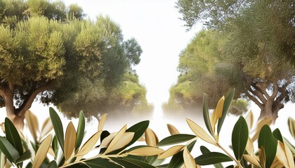 Canvas Print - png olive leaf border frame backgrounds pattern gold ai generated image by rawpixel