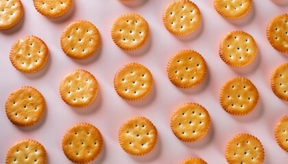 Wall Mural - a pattern of crackers on a white table in an abstract background style