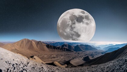 Wall Mural - panoramic view of the moon out in the space