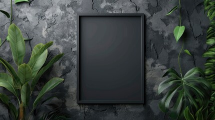 Sticker - Realistic black frame on grey background with space for text