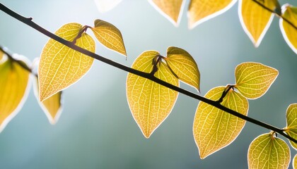 Wall Mural - branch with leaves with texture veins and cells