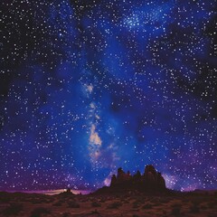 Wall Mural - Desert Night Sky: A Celestial Spectacle - Imagine a scene where the desert night sky is ablaze with stars, unobscured by city lights and offering a breathtaking view of the cosmos.