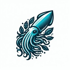 Wall Mural - modern logo squid vector vibrant color