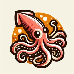 Wall Mural - modern logo squid vector vibrant color