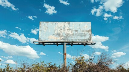 Canvas Print - Empty billboard against blue sky for fresh ad