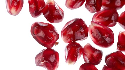 Wall Mural - High-resolution image of pomegranate seeds isolated against a white background.