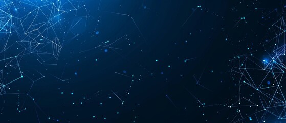 Wall Mural - abstract polygonal background from lines, dots and glowing particles with plexus effect. artificial 