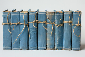 Wall Mural - a stack of blue books tied up with twine