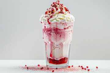Wall Mural - a glass of ice cream with a strawberry and whipped cream topping