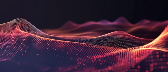 Canvas Print - Data technology illustration. Abstract futuristic background. Wave with connecting dots and lines on dark background