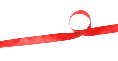 One red silk ribbon isolated on white