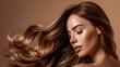 © Zikie_ - Beautiful woman with long flowing brown hair, cosmetic salon, beauty, shampoo, hairstyle and women's hair care.