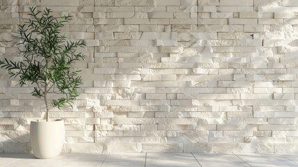 Cream and white wall texture with brick stone pattern for modern and vintage interior or design