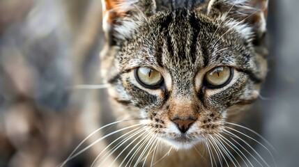 Poster - A close-up of a tabby cat's face.