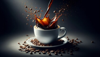 Wall Mural - Cup of coffee with splashes