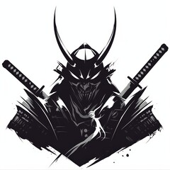 minimalistic symbolic samurai helmet logo design vect
