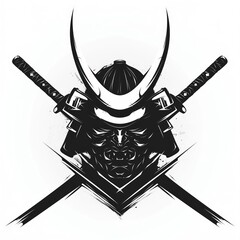 very very simple iconic samurai helmet logo design ve
