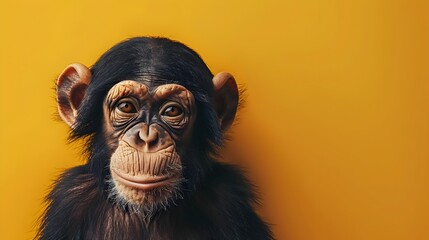 Wall Mural - surreal of annoyed monkey on plain background